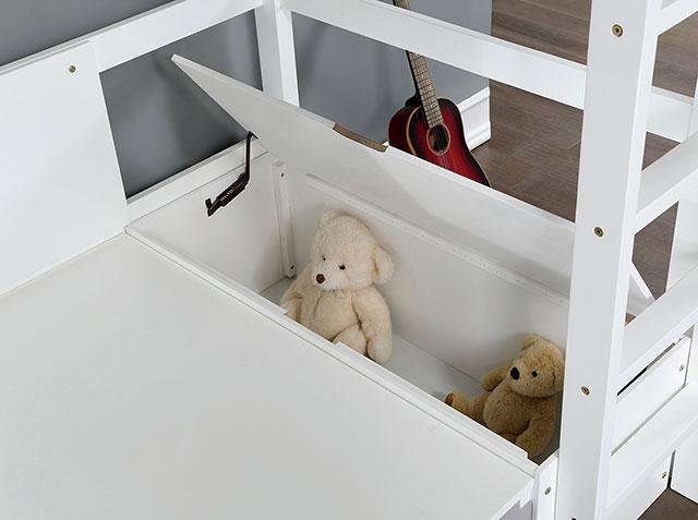 CALLISTUS Twin Workstation Loft Bed, White & Gray - Rebatta Home Store