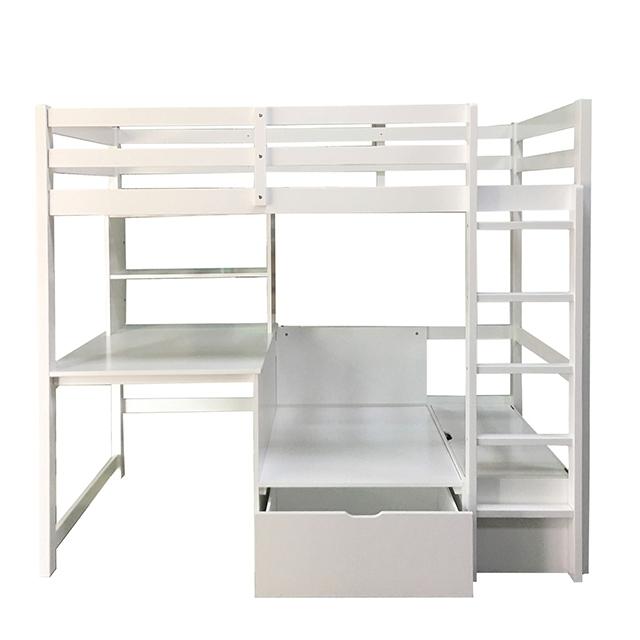 CALLISTUS Twin Workstation Loft Bed, White & Gray - Rebatta Home Store
