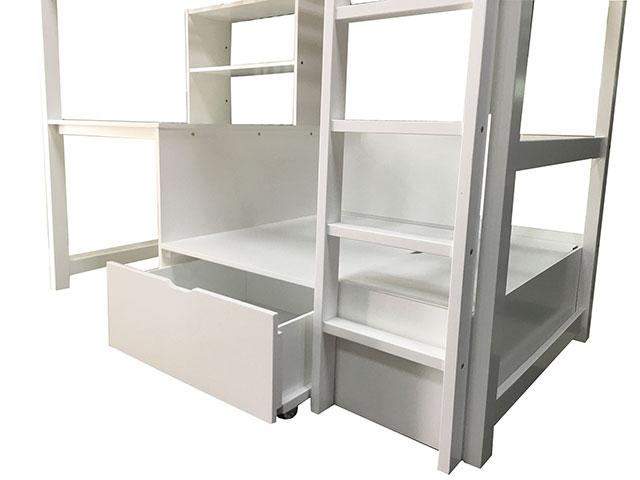 CALLISTUS Twin Workstation Loft Bed, White & Gray - Rebatta Home Store