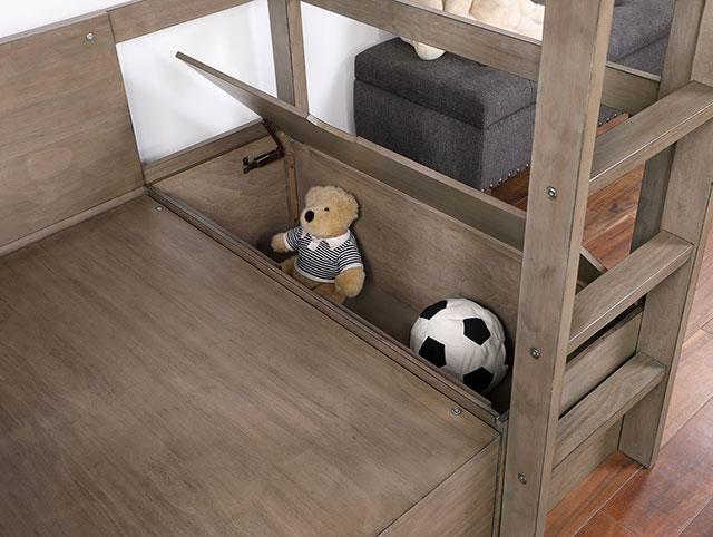 CALLISTUS Twin Workstation Loft Bed, White & Gray - Rebatta Home Store