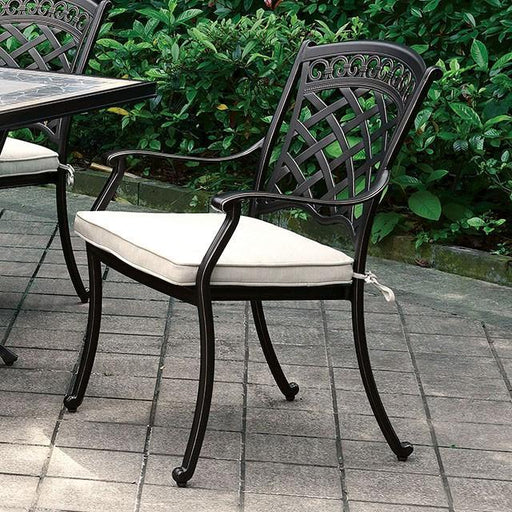 Charissa Antique Black/Beige Arm Chair (4/CTN) - Rebatta Home Store