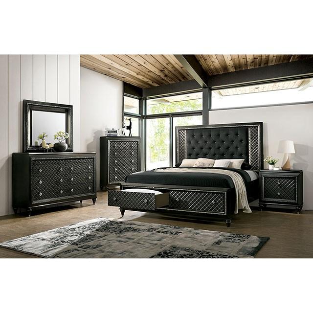 Demetria Metallic Gray Night Stand - Rebatta Home Store