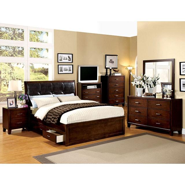 Enrico Full Queen Bed Brown, Black, & Cherry - Rebatta Home Store