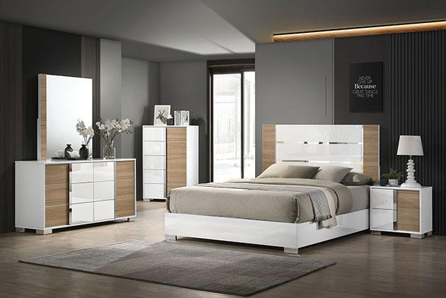 ERLANGEN Cal.King & E.King Bed, White/Natural - Rebatta Home Store