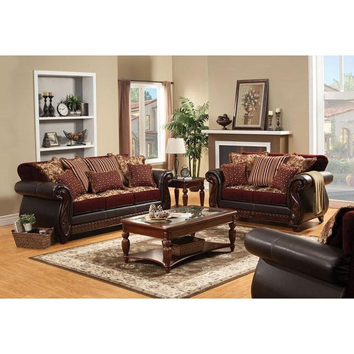 Franklin Burgundy/Espresso Sofa, Burgundy - Rebatta Home Store