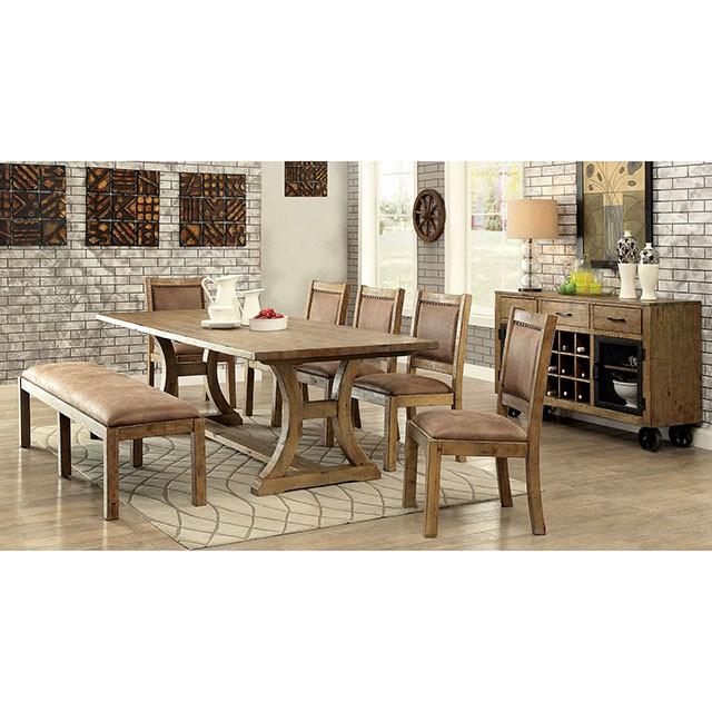 GIANNA Rustic Pine Fabric Bench - Rebatta Home Store