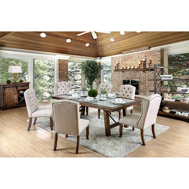 Gianna Rustic Pine/Ivory Wingback Chair (2/CTN) - Rebatta Home Store