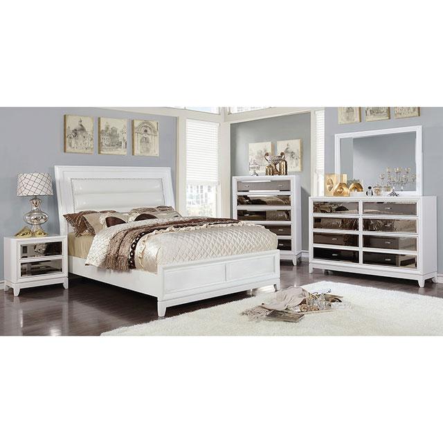 Golva E.King & Queen Bed White & Silver
