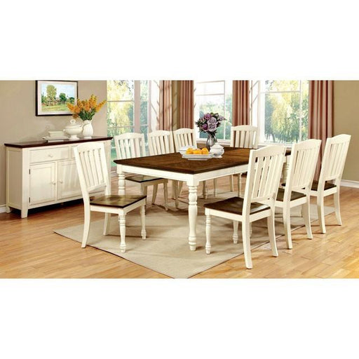 HARRISBURG Vintage White/Dark Oak Dining Table w/ 18" Butterfly Leaf - Rebatta Home Store