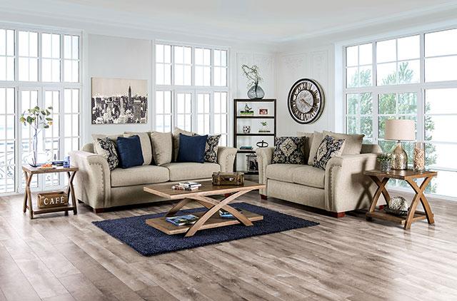 BELSIZE Sofa, Beige/Navy - Rebatta Home Store