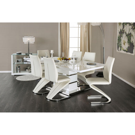 Midvale White/Chrome Dining Table - Rebatta Home Store