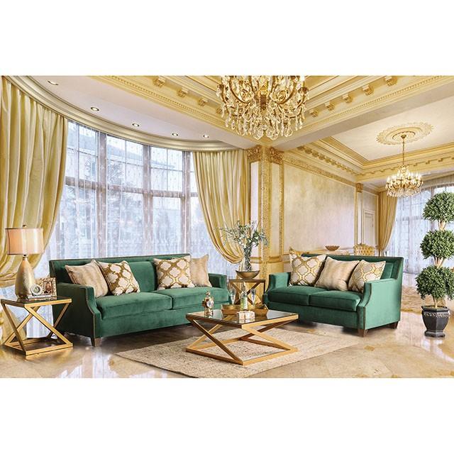 VERDANTE Emerald Green/Gold Sofa - Rebatta Home Store