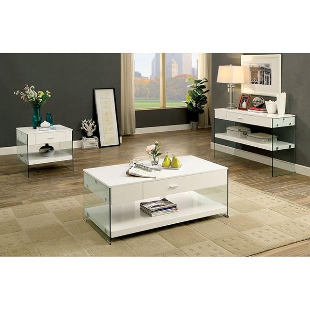 Raya White End Table, White - Rebatta Home Store