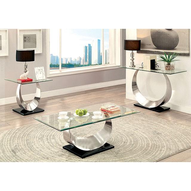 ORLA II Satin Plated/Black End Table - Rebatta Home Store