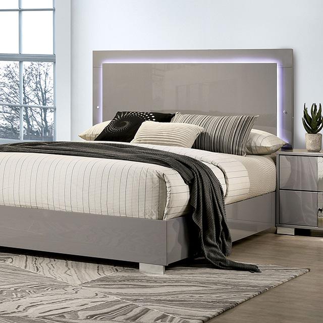 Sinistra E.King & Queen Bed White, Black & Beige