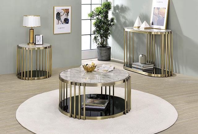 OFELIA End Table, Antique Brass/Black - Rebatta Home Store