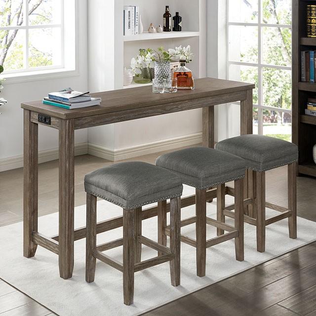 CAERLEON 4 Pc. Counter Ht. Table Set, Wire-brushed Gray - Rebatta Home Store