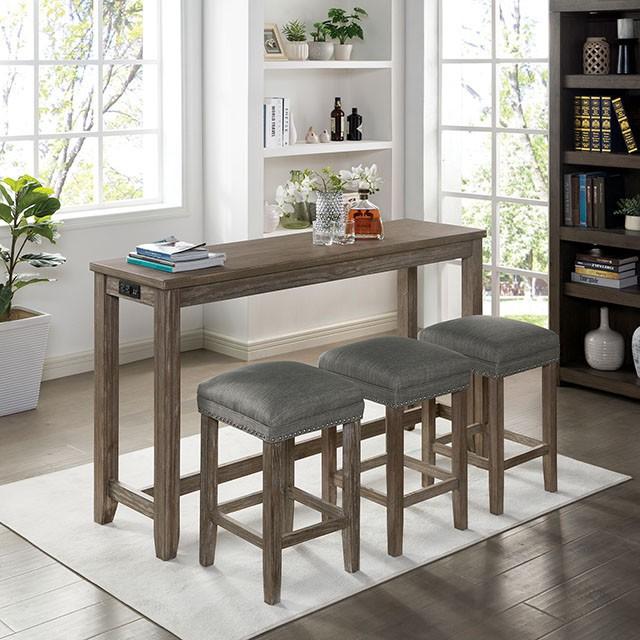 CAERLEON 4 Pc. Counter Ht. Table Set, Wire-brushed Gray - Rebatta Home Store