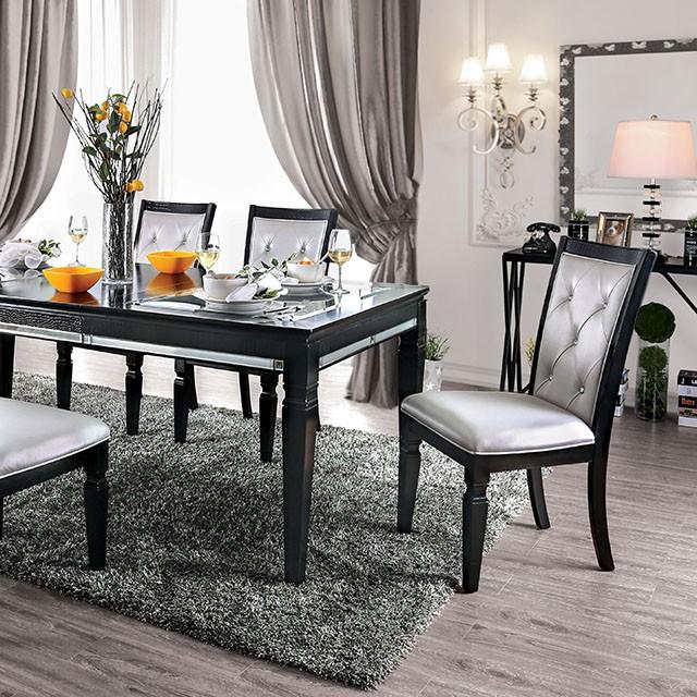 Alena Black/Silver Dining Table - Rebatta Home Store