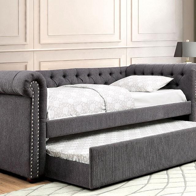 LEANNA Gray Full Daybed w/ Trundle, Gray - Rebatta Home Store