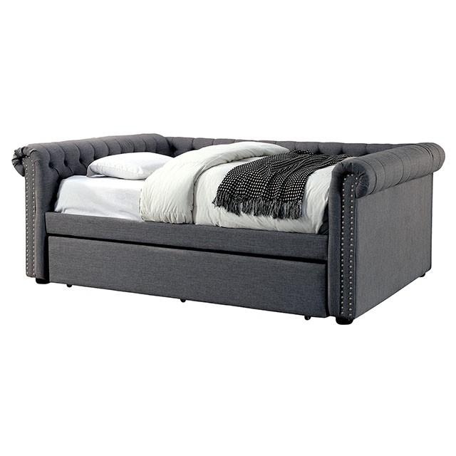 LEANNA Gray Daybed w/ Trundle, Gray - Rebatta Home Store