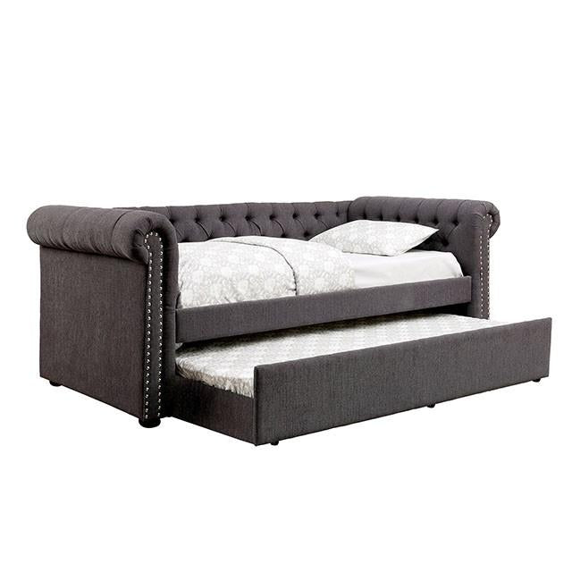 LEANNA Gray Daybed w/ Trundle, Gray - Rebatta Home Store