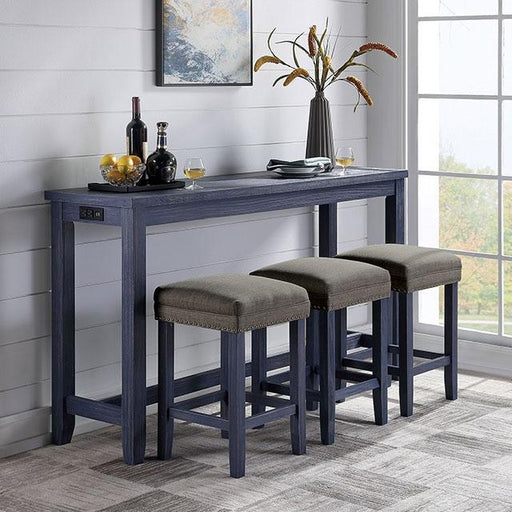 CAERLEON 4 Pc. Counter Ht. Table Set, Blue - Rebatta Home Store