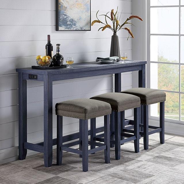 CAERLEON 4 Pc. Counter Ht. Table Set, Blue - Rebatta Home Store