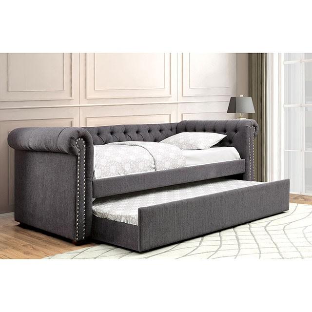 LEANNA Gray Daybed w/ Trundle, Gray