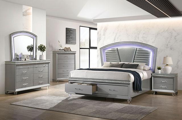 MADDIE Night Stand, Silver - Rebatta Home Store