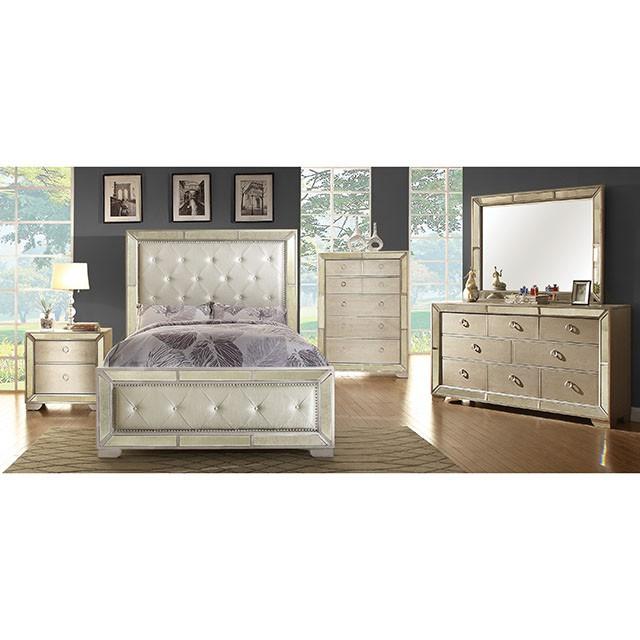 LORAINE Champagne Media Chest - Rebatta Home Store