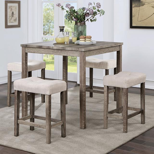 TORREON 5 Pc. Counter Ht. Table Set, Light Gray/Beige - Rebatta Home Store