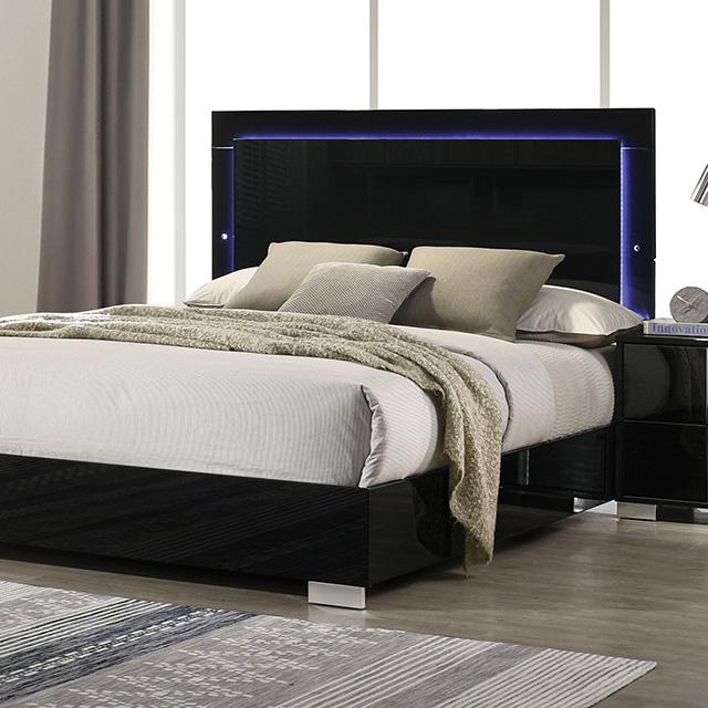 Sinistra E.King & Queen Bed White, Black & Beige
