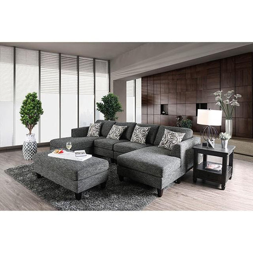 Lowry Gray Sectional w/ Ottoman - Rebatta Home Store