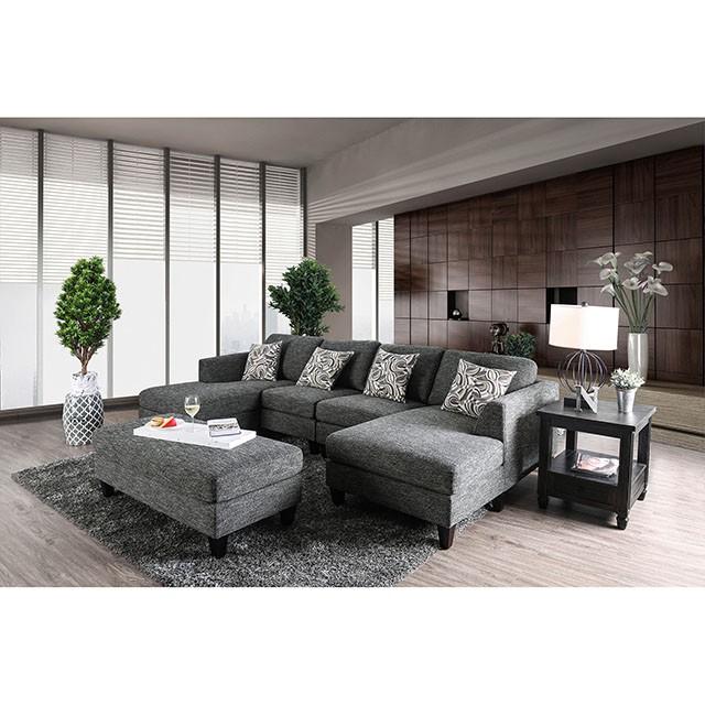 Lowry Gray Sectional w/ Ottoman - Rebatta Home Store