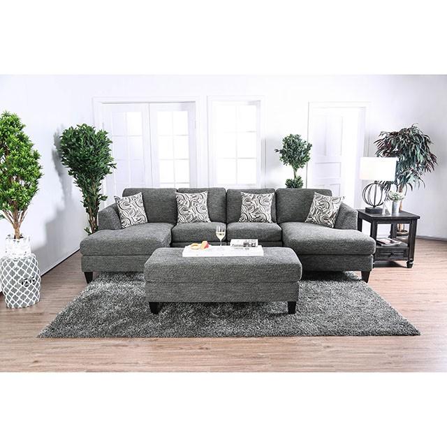 Lowry Gray Sectional w/ Ottoman - Rebatta Home Store