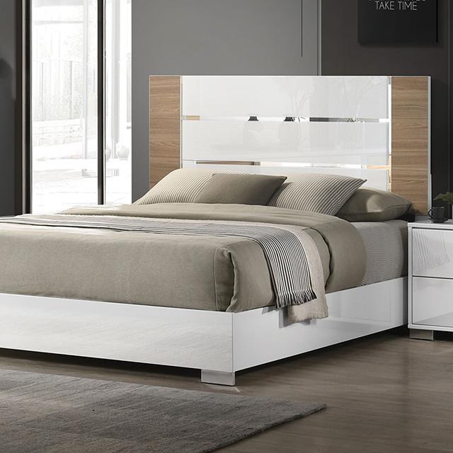 ERLANGEN Cal.King & E.King Bed, White/Natural - Rebatta Home Store