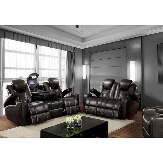 ZAURAK Dark Gray Sofa w/ 2 Recliners