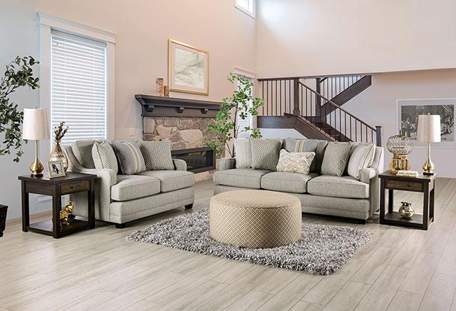 STEPHNEY Loveseat, Gray/Gold - Rebatta Home Store