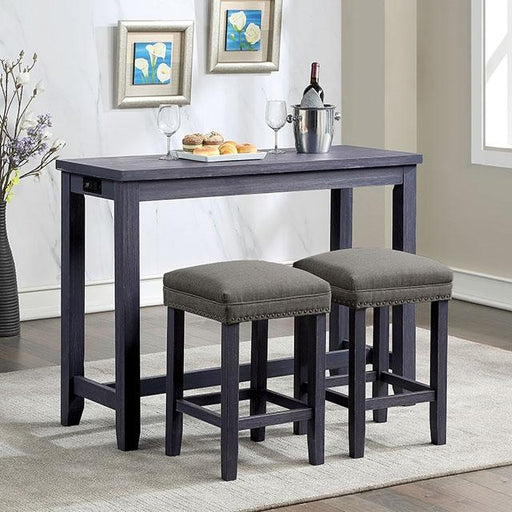 CAERLEON 3 Pc. Counter Ht. Table Set, Blue - Rebatta Home Store