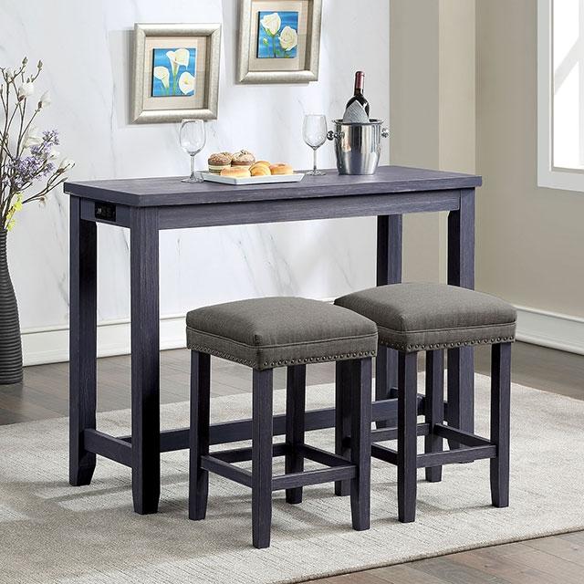 CAERLEON 3 Pc. Counter Ht. Table Set, Blue - Rebatta Home Store