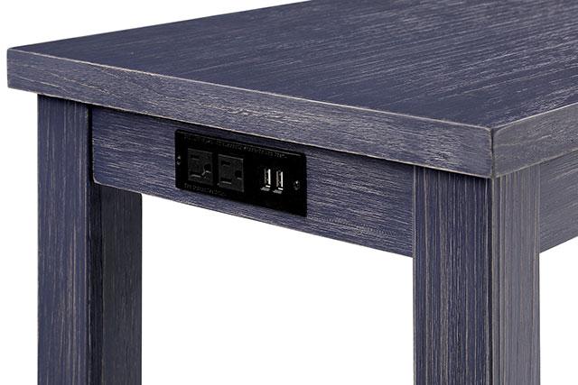 CAERLEON 3 Pc. Counter Ht. Table Set, Blue - Rebatta Home Store