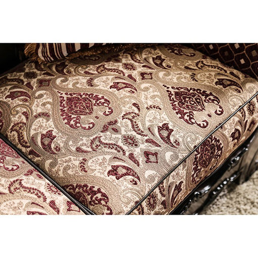 Quirino Burgundy/Dark Brown Love Seat - Rebatta Home Store